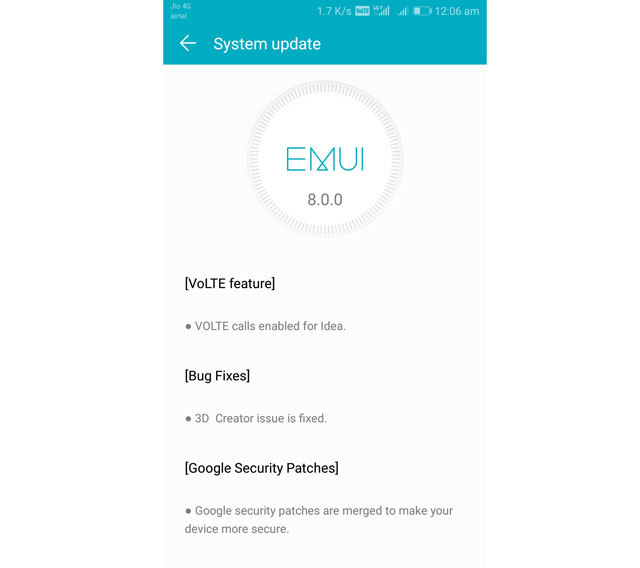 Honor 8 Pro April 2018 Security Patch Update India
