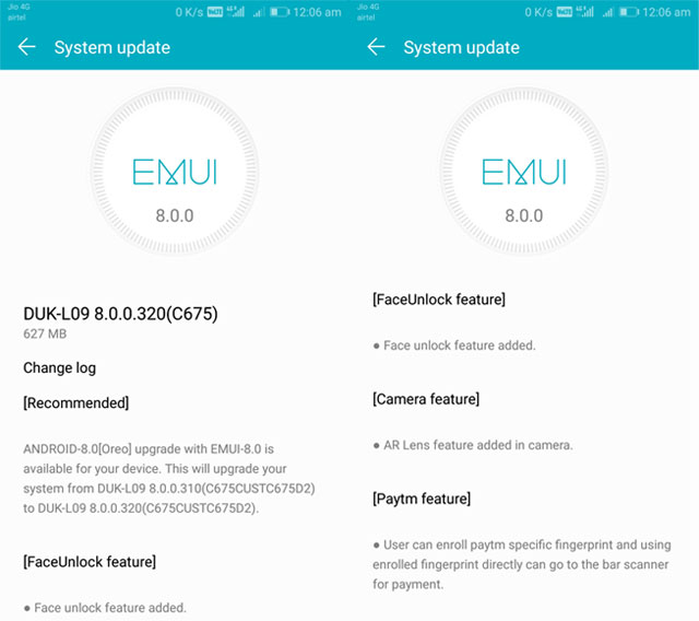 Honor 8 Pro Face Unlock Update India
