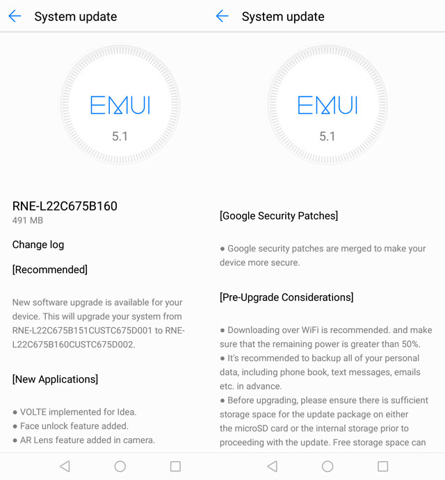 Huawei Honor 9i Face Unlock Update India