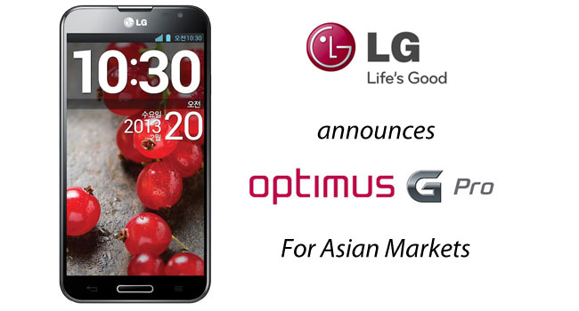 LG announced Optimus G Pro for Asian Markets