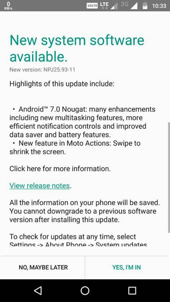 Moto G4 Series Nougat Update