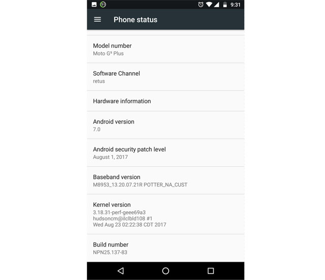 Moto G5 Plus August Security Update USA