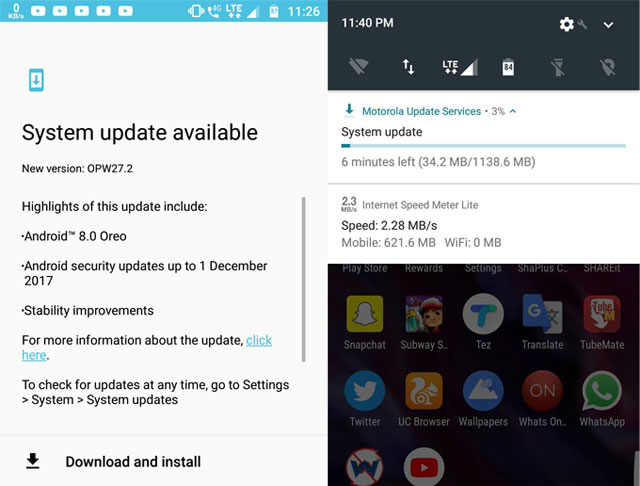 Oreo Update For Moto X4 India