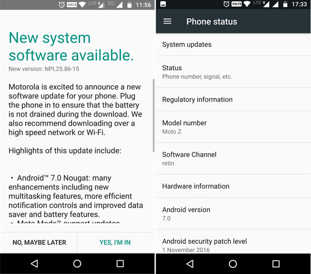 Moto Z Nougat Update