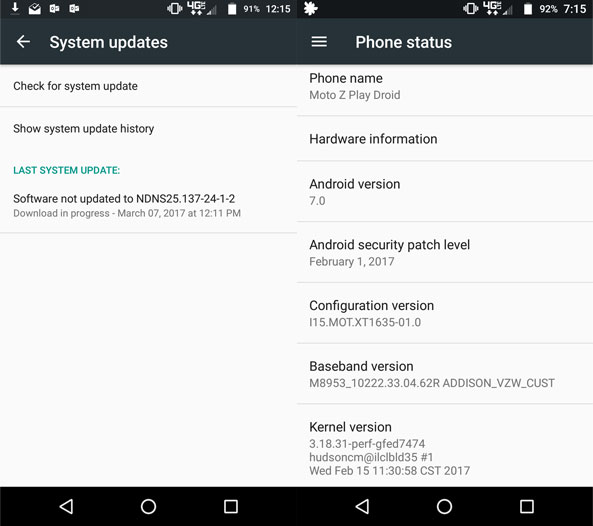 Moto Z Play Droid Nougat Update