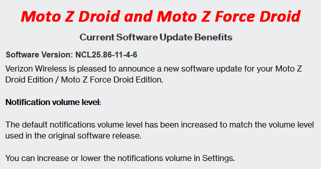 Moto Z Droid and Z Force Droid Software Update