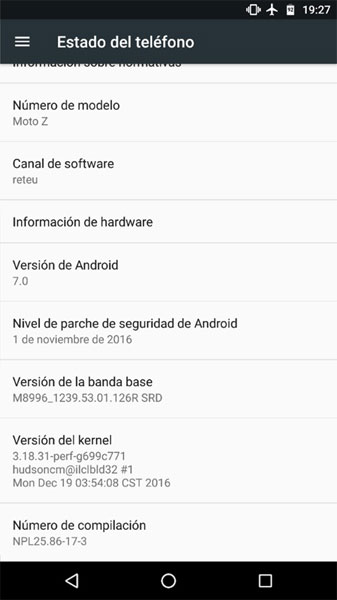 Moto Z New Build Version