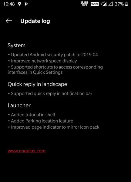 April 2019 security patch for OnePlus devices