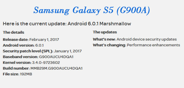January Patch For AT&T Samsung Galaxy S5