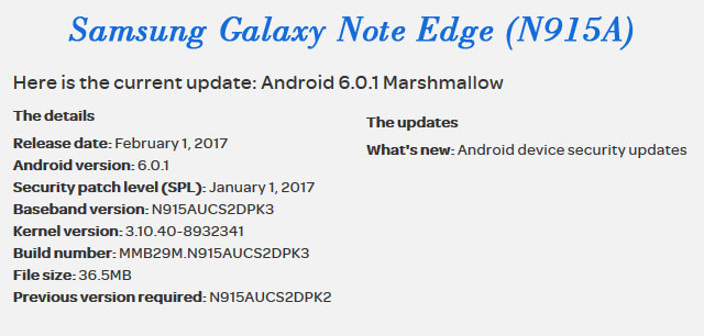 January Patch For AT&T Samsung Galaxy Note Edge