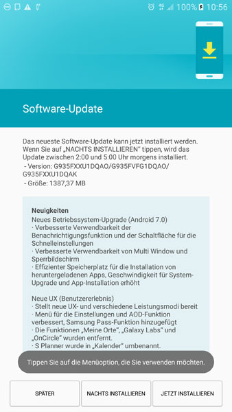 Samsung Galaxy S7 Edge Nougat Update