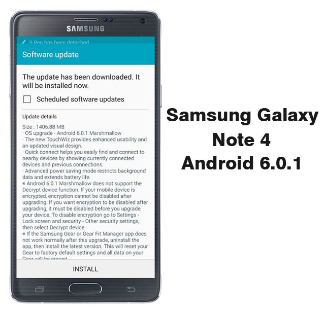 Samsung Galaxy Note Android Marshmallow Update