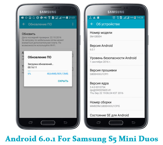 Samsung Galaxy S5 Mini Marshmallow Update Image