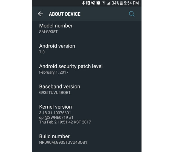 T-Mobile Galaxy S7 Edge After Nougat Update