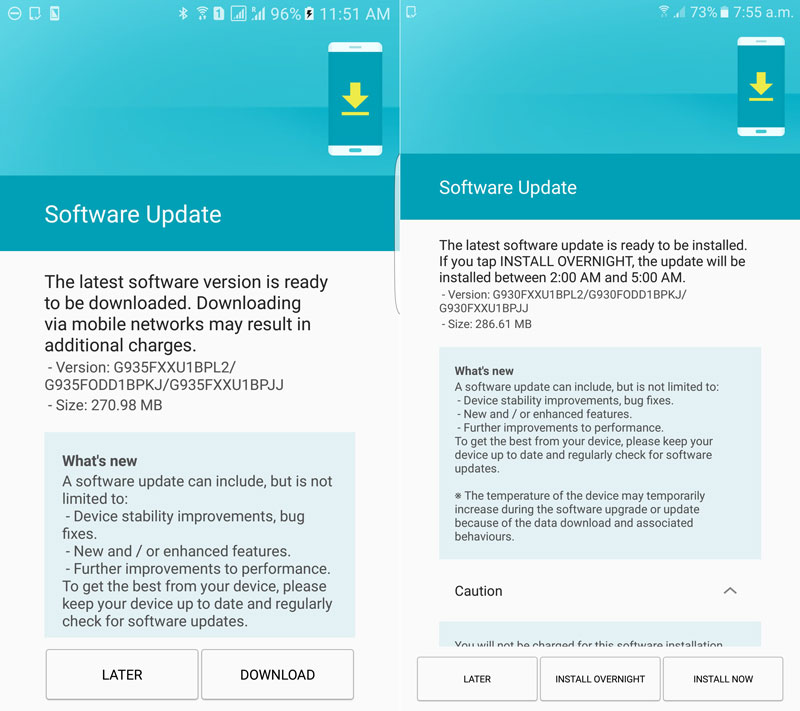 Samsung Galaxy S7 and S7 Edge December Security Update