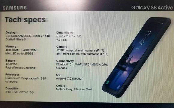 Galaxy S8 Active Tech Specs