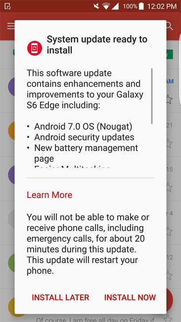 Samsung S6 and S6 Edge Nougat Verizon 