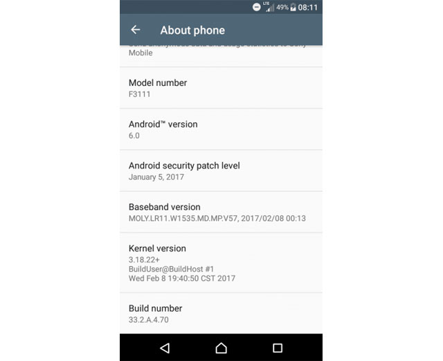 Sony Xperia XA January 2017 Security Update