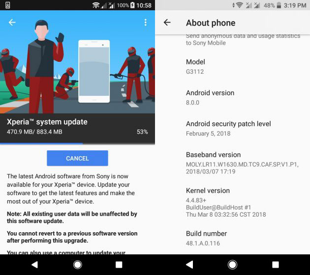 Android 8.0 Oreo Update For Xperia XA1 Family