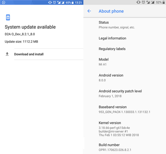 February 2018 Security Patch Xiaomi Mi A1