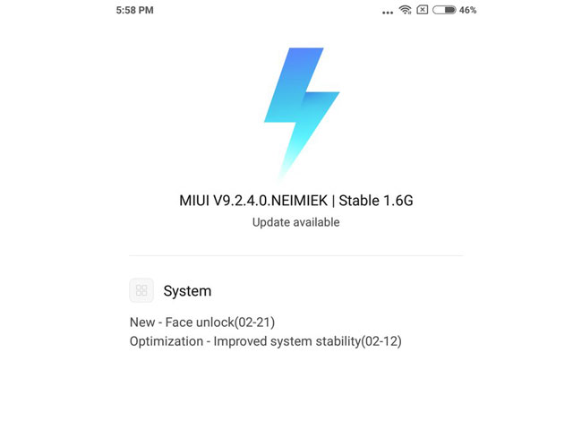 Redmi Note 5 MIUI 9.2.4 Face Unlock Update